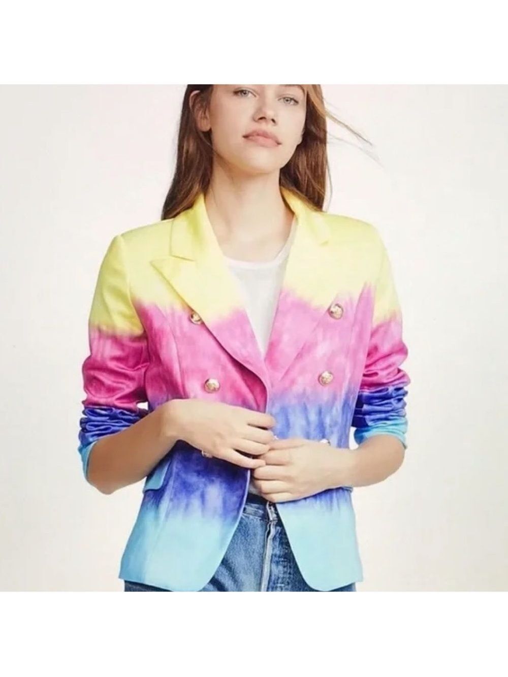Lioness Tie Dye Colorful Blazer, Size Medium